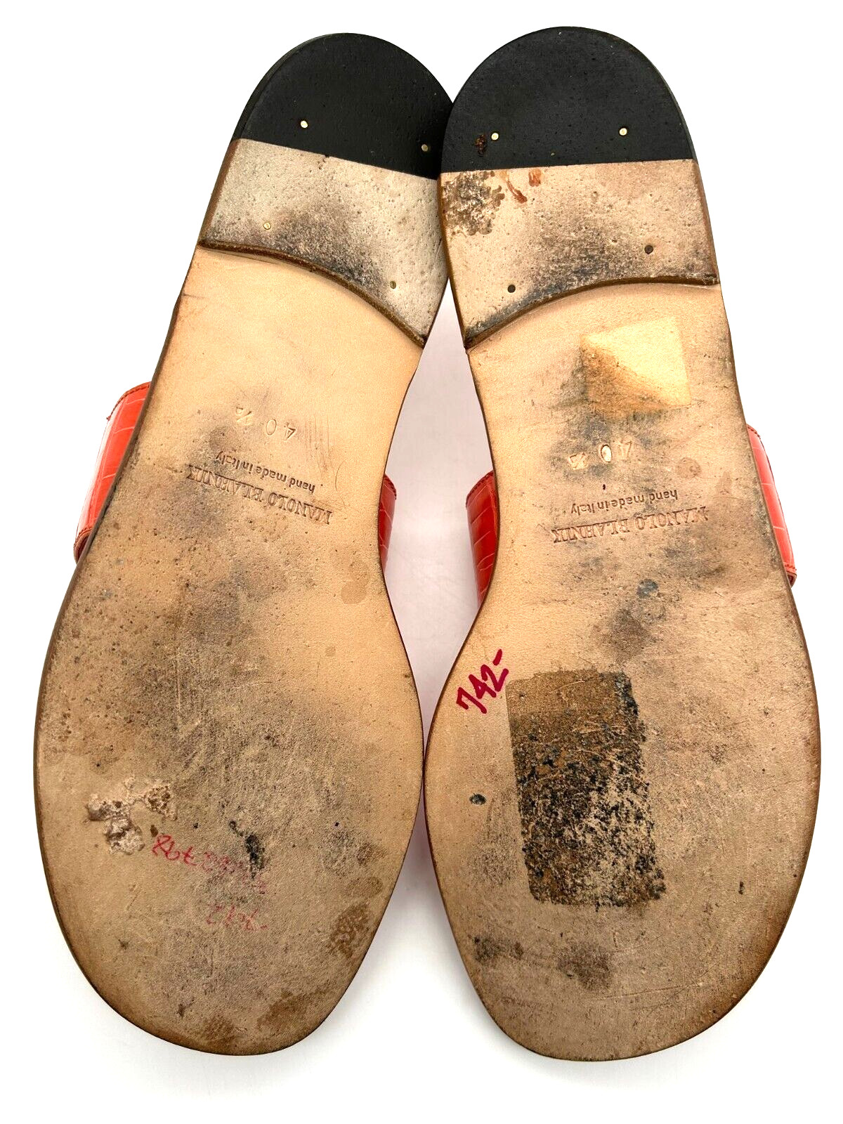 Manolo Blahnik Crocodile Leather Toe Loop Flat Thong Sandals Handmade Italy Rare