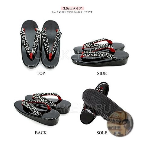 Takeharu Women’s Enamel Zori Sandals Black Urethane Sole 3.5cm Made in Japan Ne