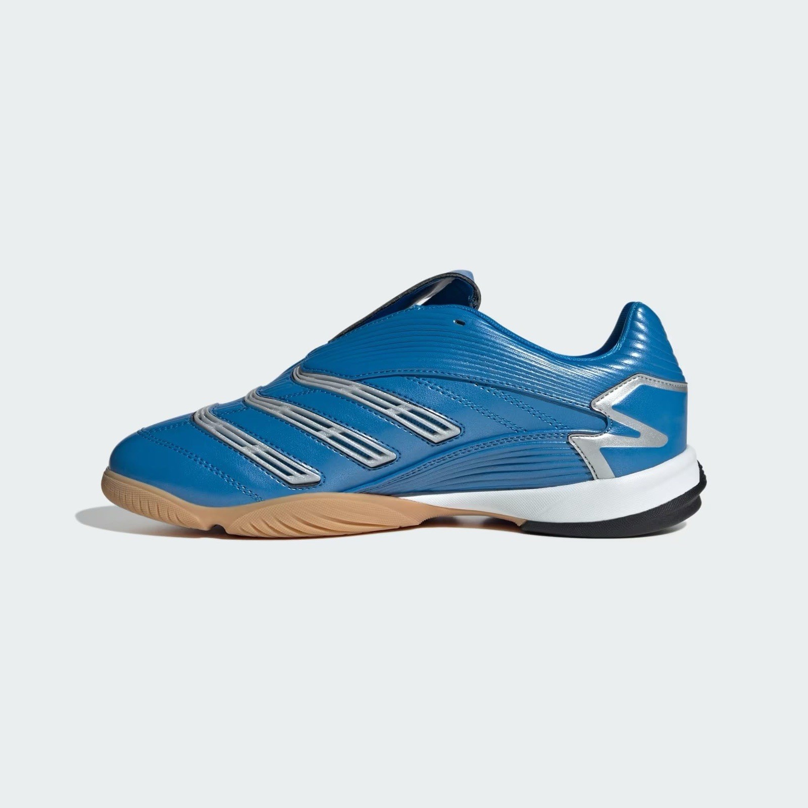 Size 7.5- Adidas Women’s PREDATOR SALA SHOES, Blue/Silver Metallic/Gum. JR1637.