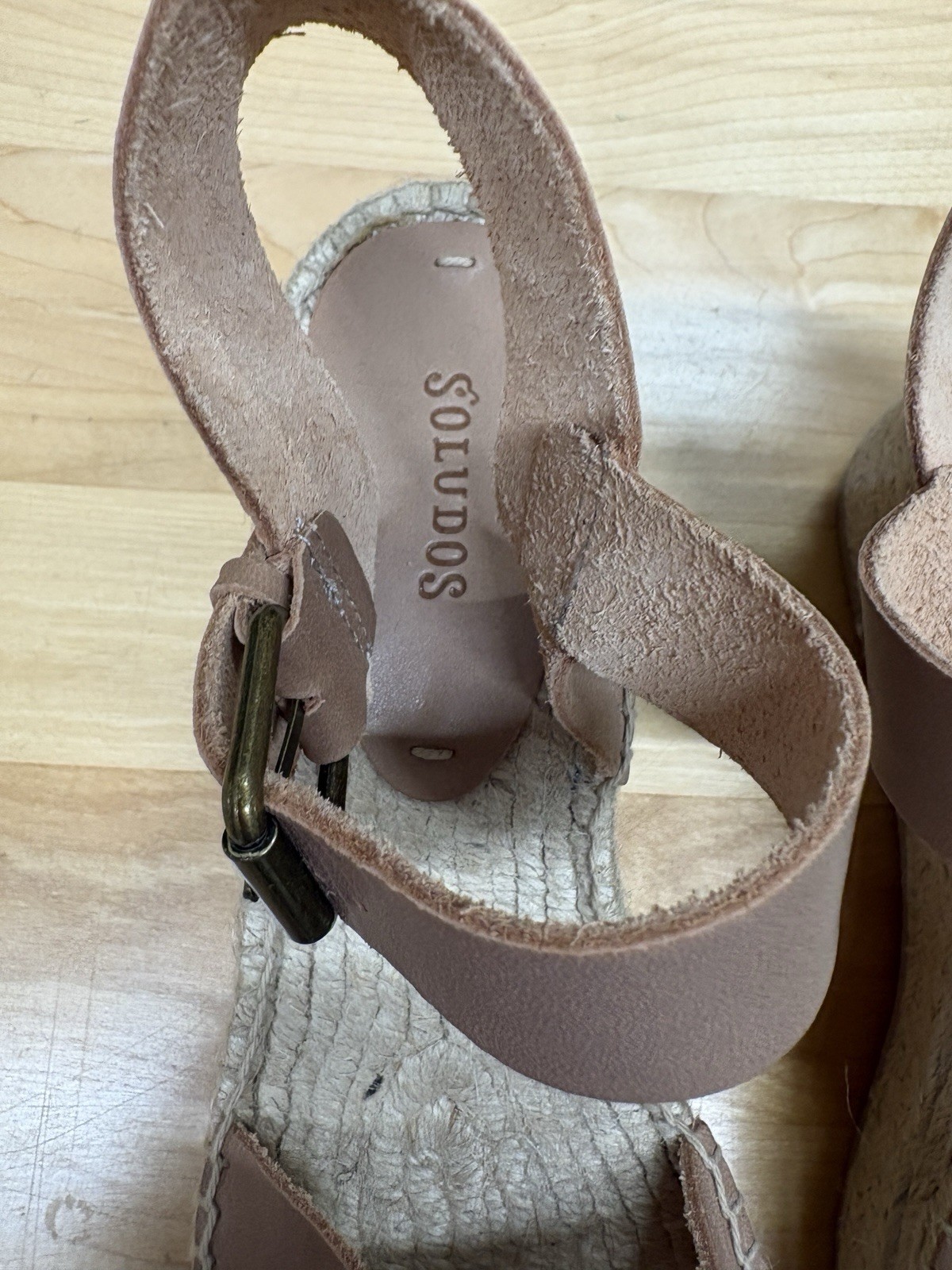 NWOT Soludos 9.5 Platform Sandals Rope Platforms Buckle Straps Beige