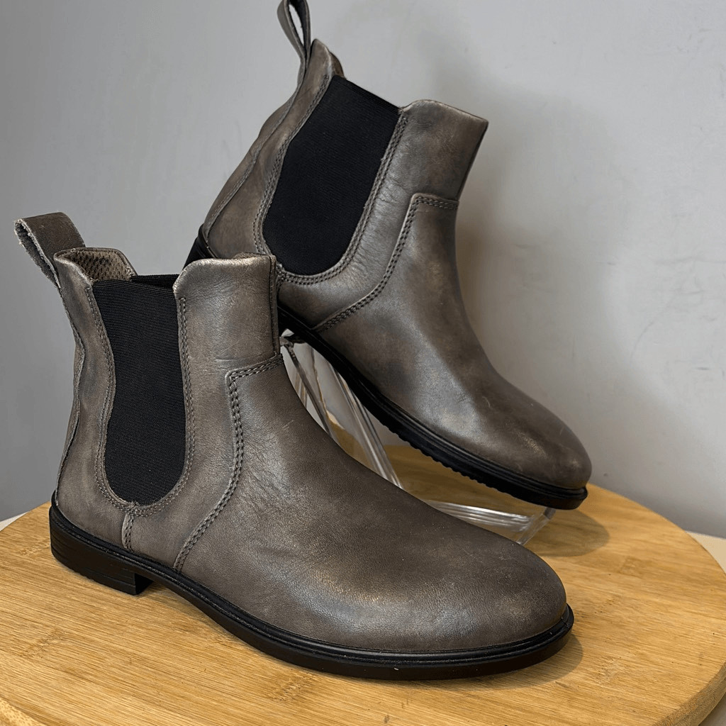 Ecco Women’s Touch 15 Danish Design Leather Chelsea Boots Gray/Black Size 4-4.5