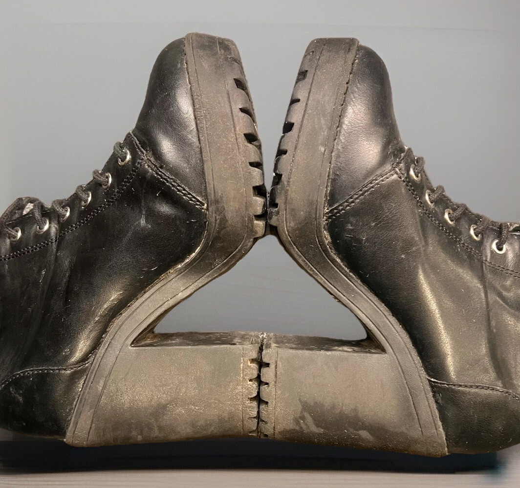 Vintage Gothic Chunky Platform Boots Heels 6 Y2k 90s Combat Emo Punk Scene Blk