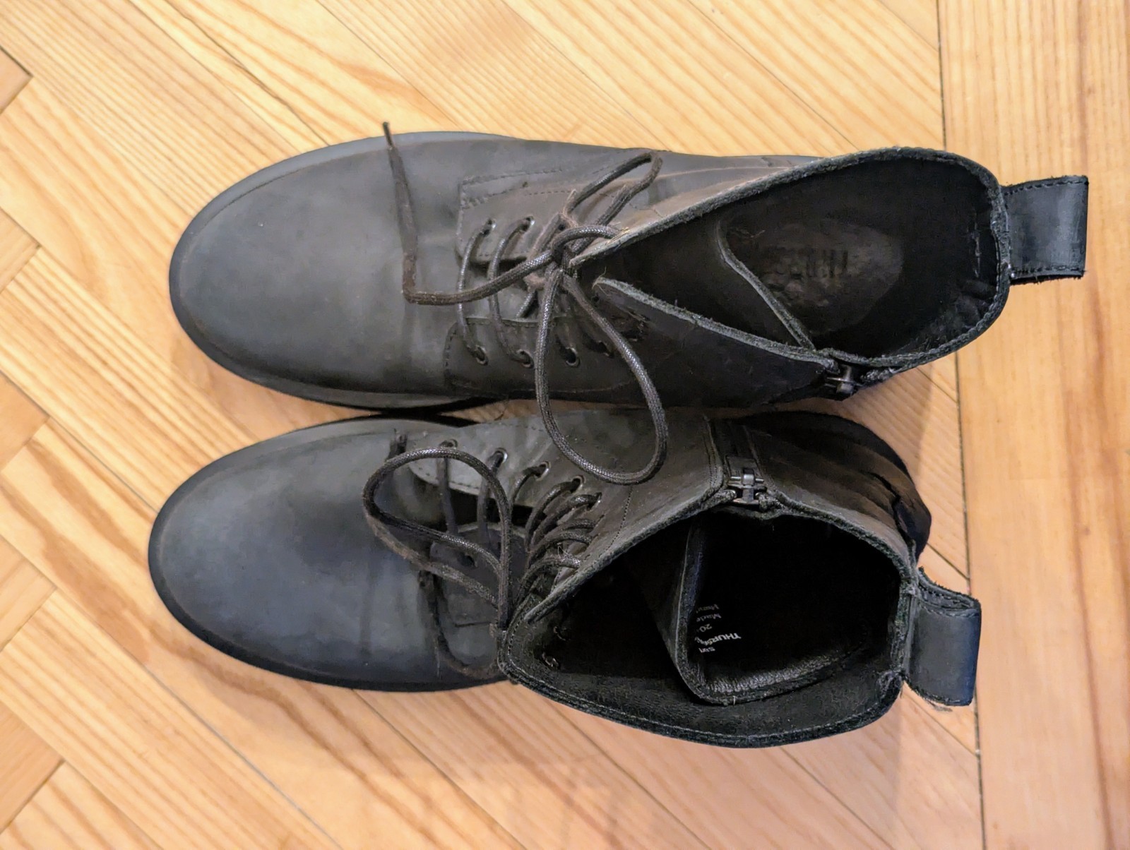 Thursday Women’s Matte Black Leather Combat Boots Side Zipper Platform Size 11