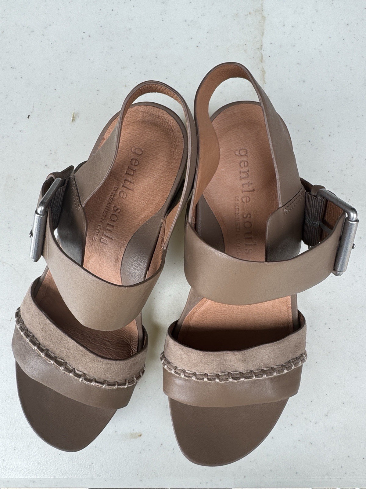 Gentle Souls Taupe Leather Strappy Sandals Ankle Strap Buckle US 6 Medium