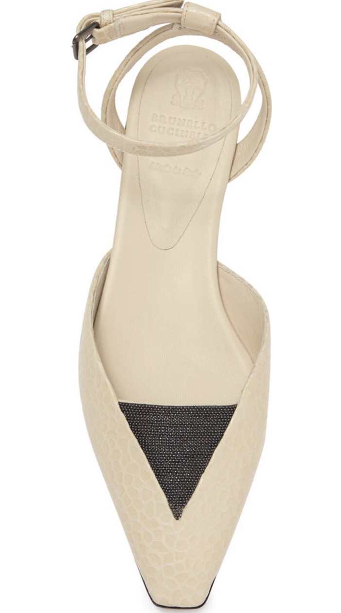 New Brunello Cucinelli Leather Rice Sandals Ankle Strap Flats EUR 37 US 7