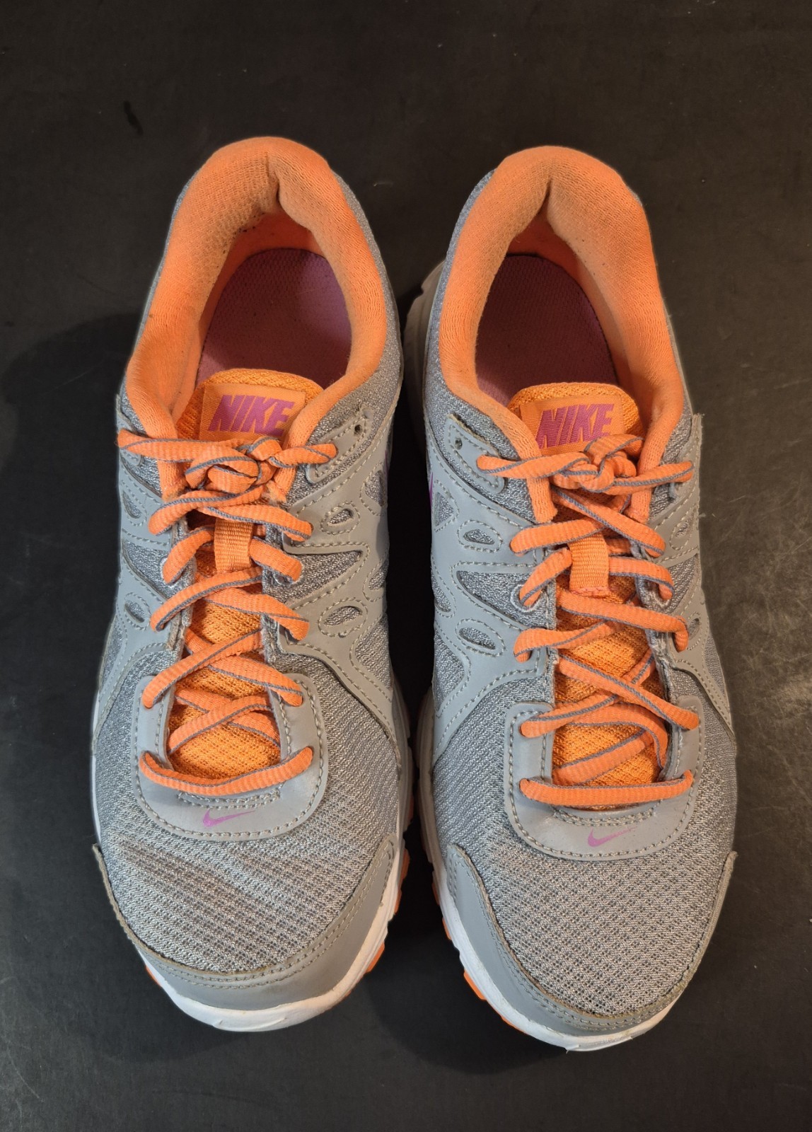 Nike Revolution 2 Gray/Orange Running Walking Athletics Shoes – Size 7