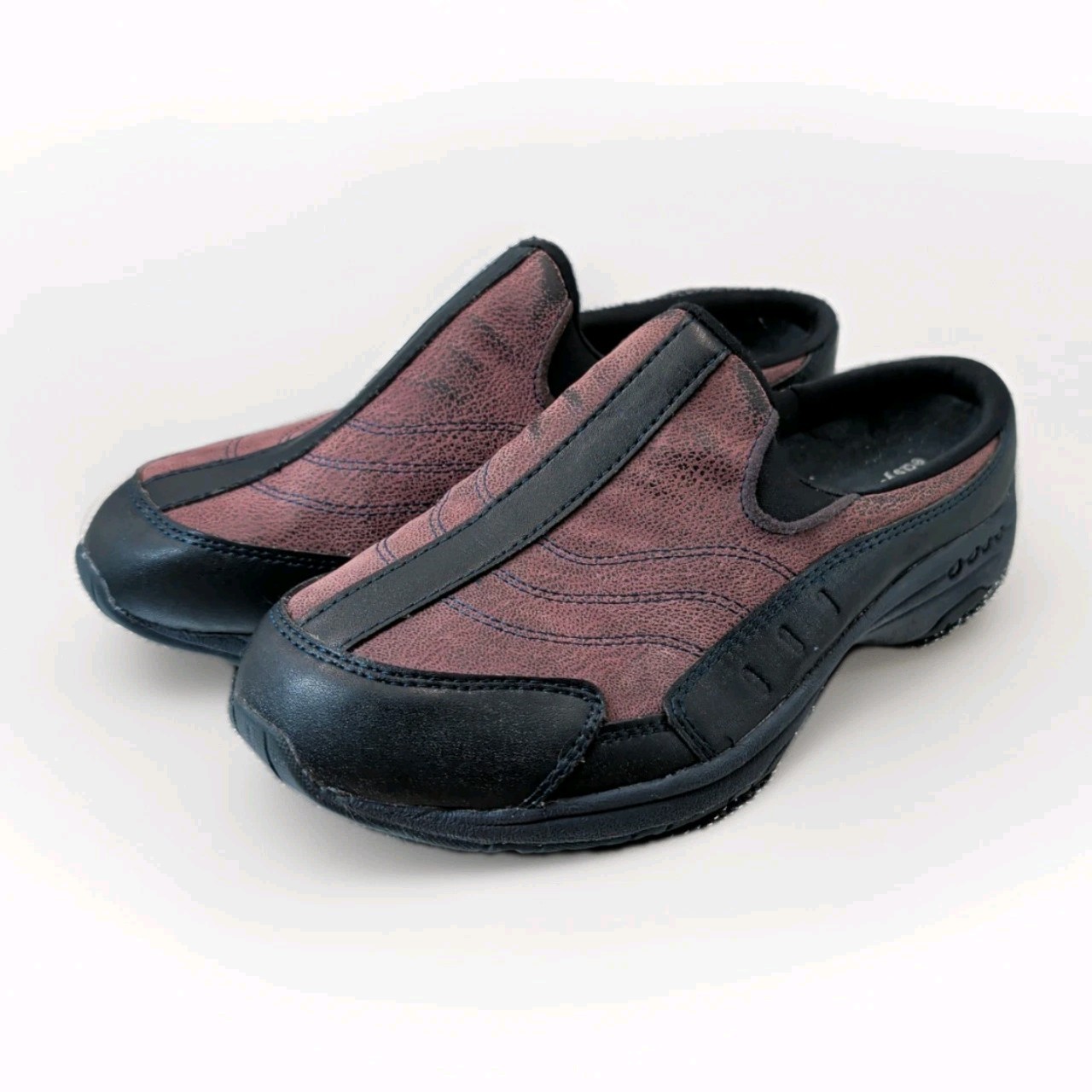 Easy Spirit TRAVELTIME 8M Textile Leather Slip Mules Sandal Women Shoes Purple