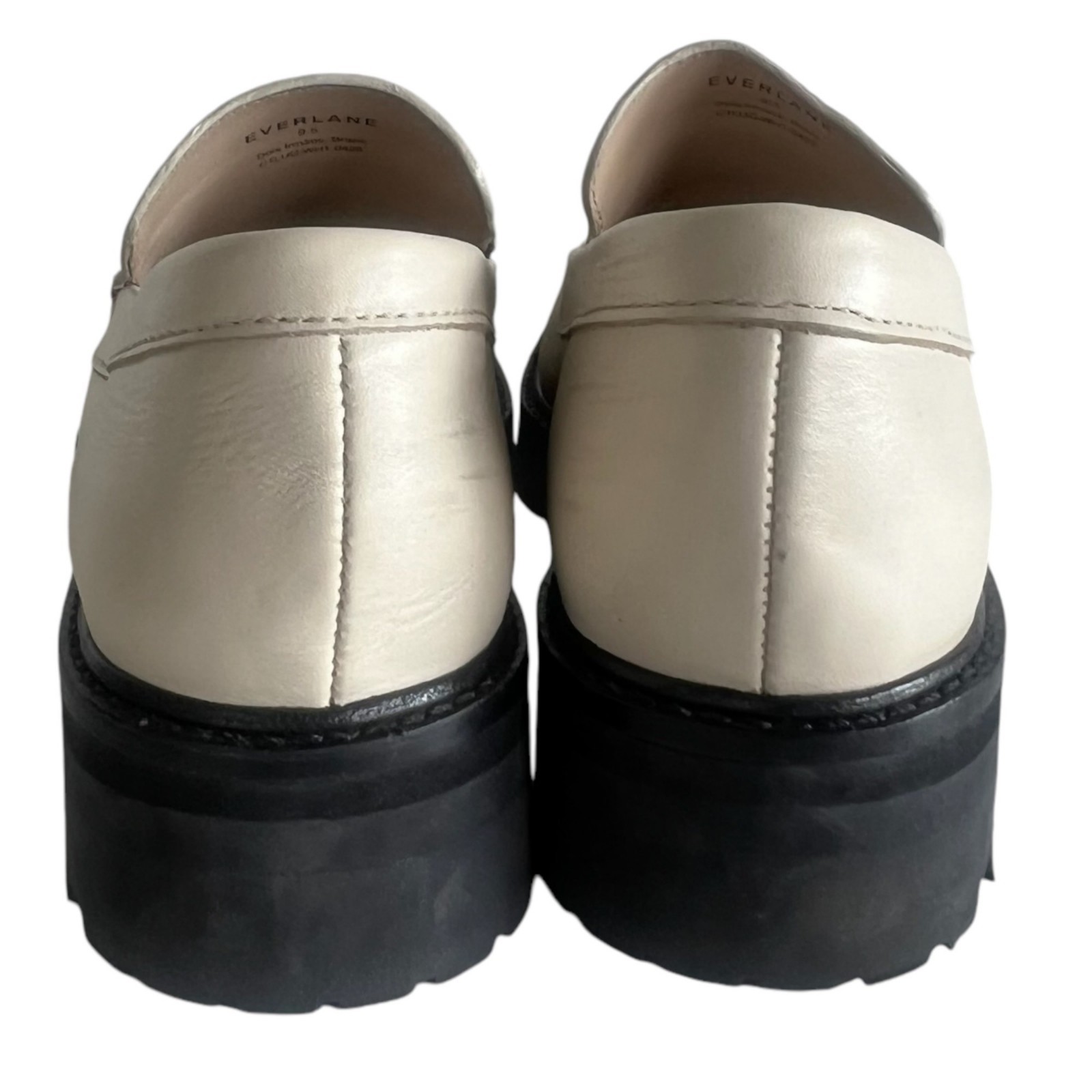 EVERLANE The Lug Sole Loafer 9.5 Chunky Parchment Cream Ivory Leather Platform