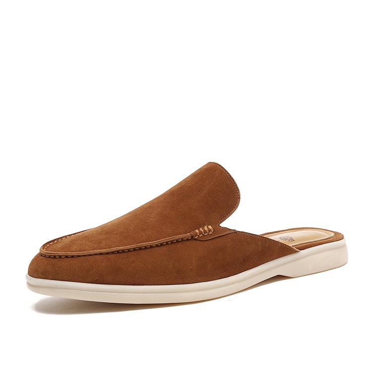 Mens Summer Suede Leather Slippers Casual Mules Comfort Retro Loafers Shoes