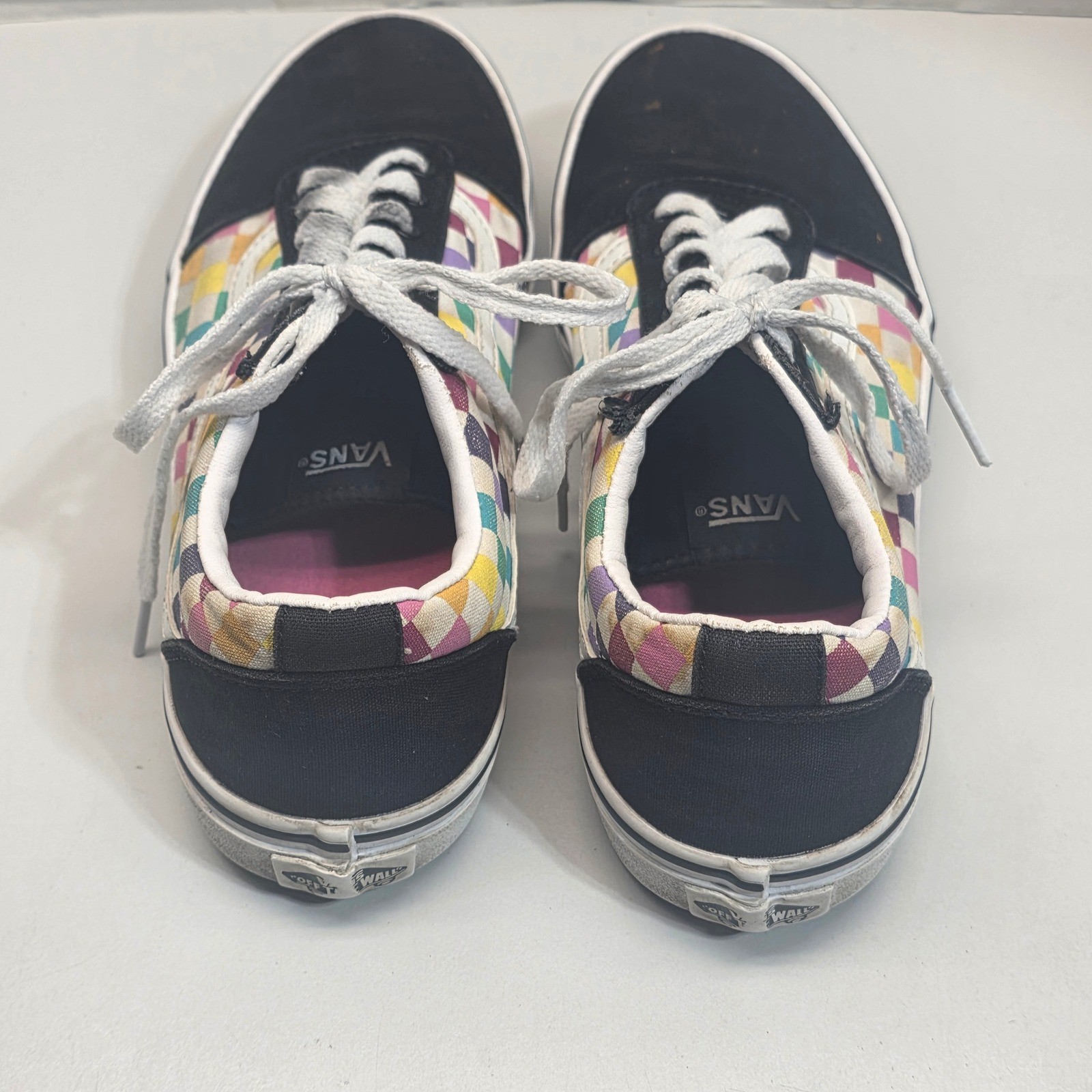 Vans Old Skool Rainbow Checkerboard Black Sneakers Skate US Missy 6.0 500714