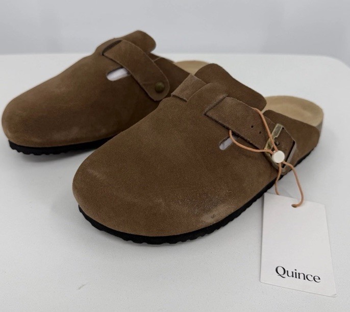 Quince Women’s Water Repellent Suede Clog Mule Slip-on Shoes sz 5 Cafe Brown
