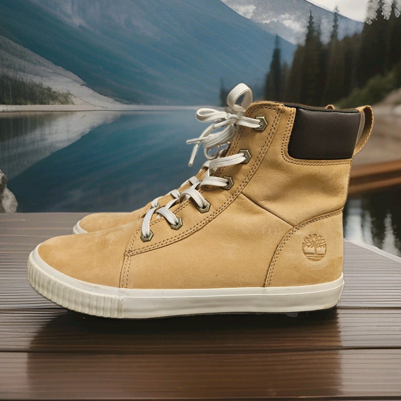 Timberland Skyla Bay 6 Inch Women’s Sneaker Boots Wheat Nubuck Tan A2C3S Sz 9.5