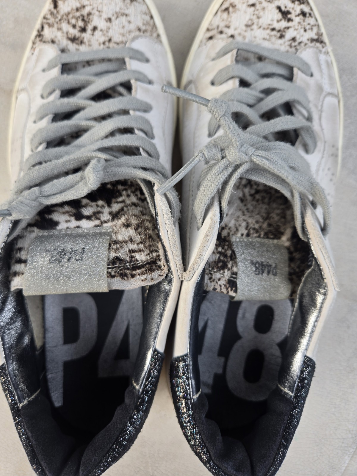 P448 Leather with Textured Detail Sneakers Size 40 Womens