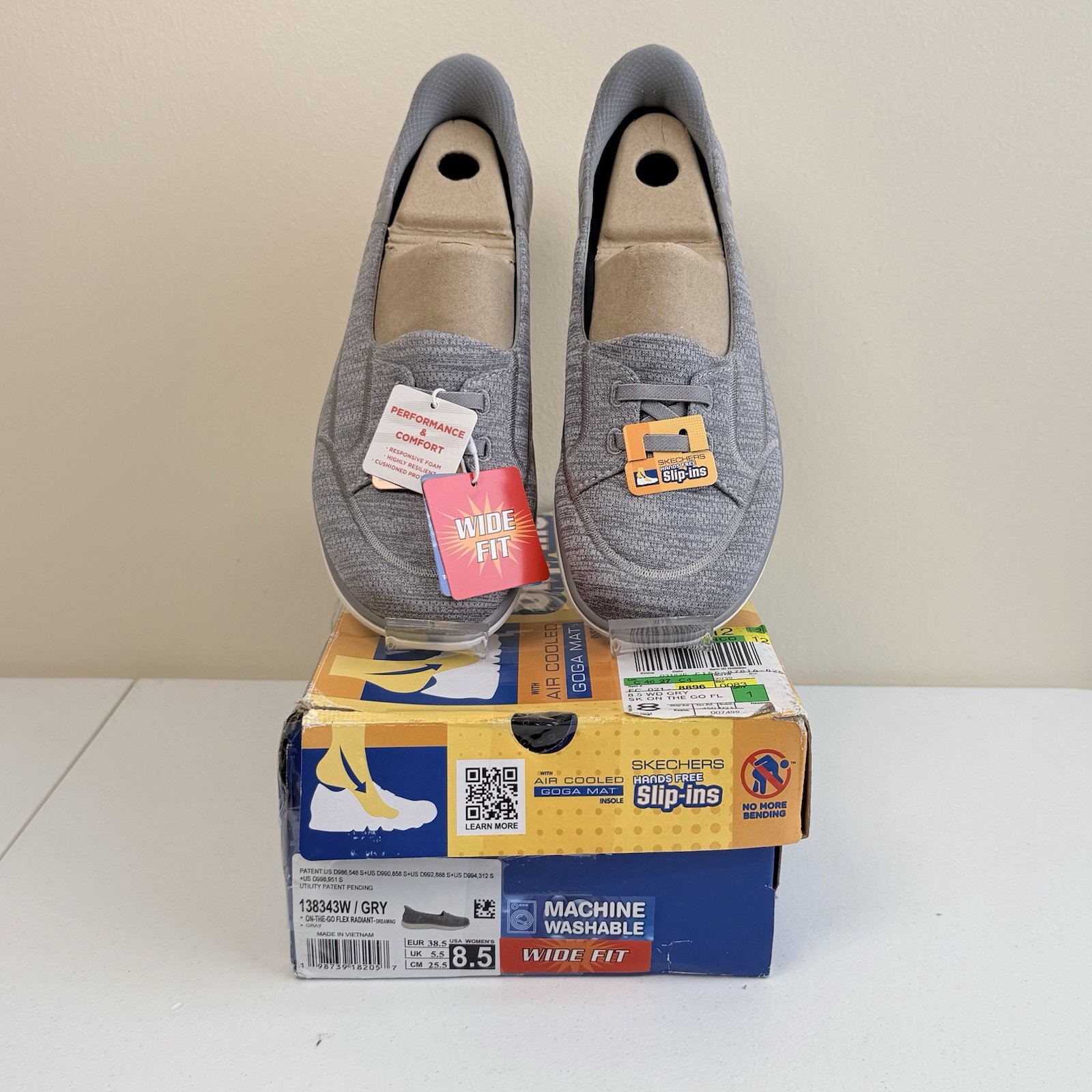 Skechers Hands Free Slip-Ins On-The-GO Flex Womens 8.5 Wide Grey Shoes