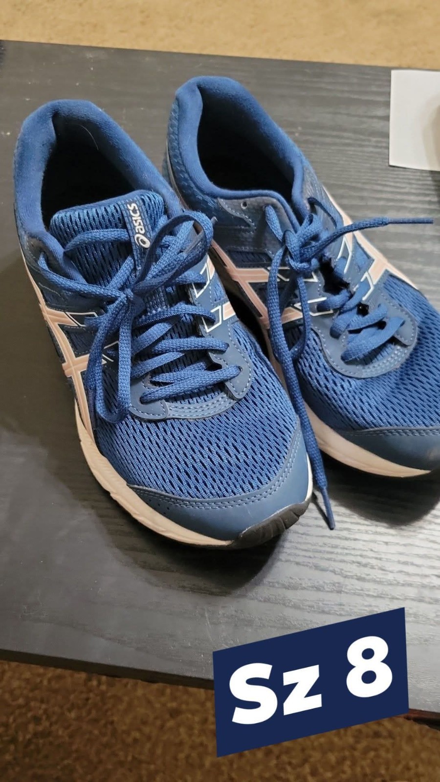ASICS Women’s Blue Mesh Lace-Up Low Top Athletic Sneakers Activewear Casual