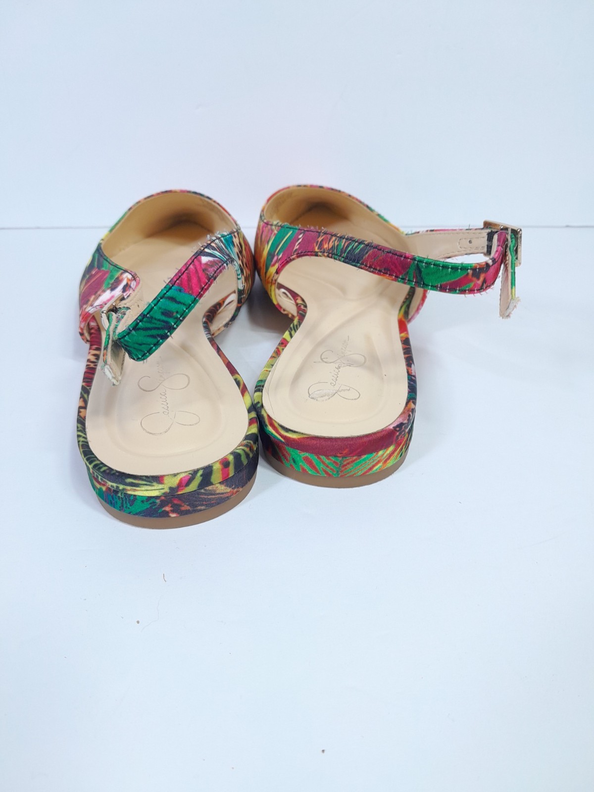 Jessica Simpson Liana Flat Sz 7.5 Multicolor Tropical Print Slingback