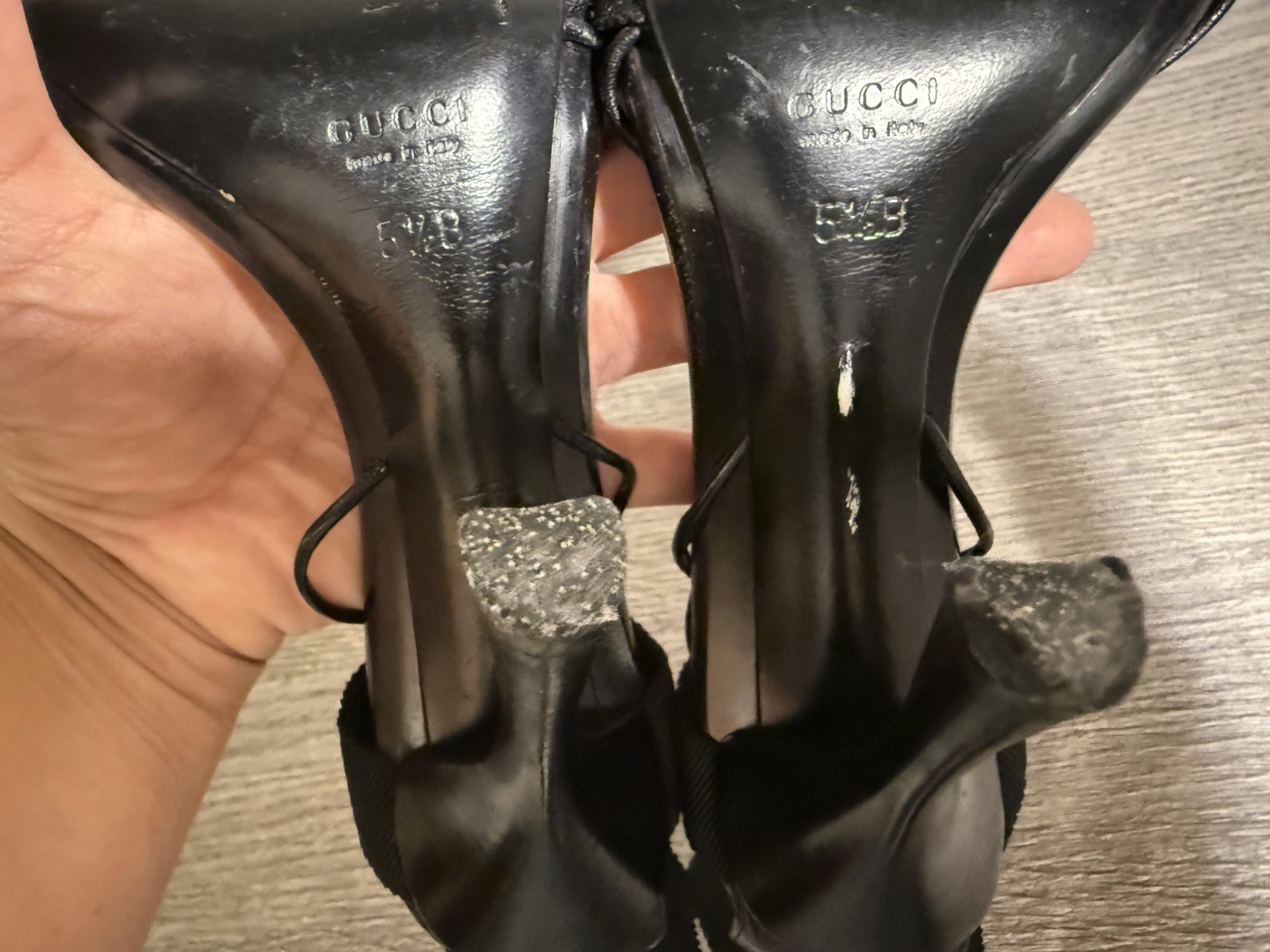 Authentic Gucci Tom Ford Black Ribbon Lace Up Heels Sandals 5.5B Made in Italy