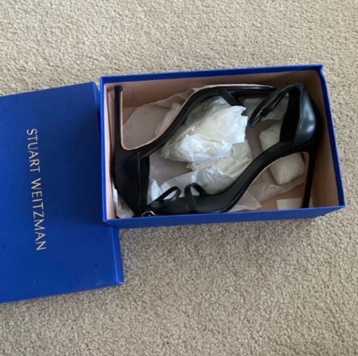 Stuart Weitzman Nudistsong Black Nappa Leather Sandal Size 10