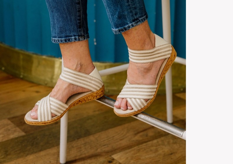 Peachtree Ankle Strap Wedge Sandals 1″ Cork Wedge Sandals (Charleston Shoe)