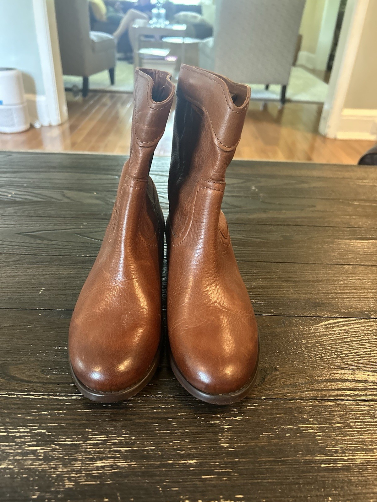 FRYE Marissa Medallion Knee High Boot Cognac Brown Women’s