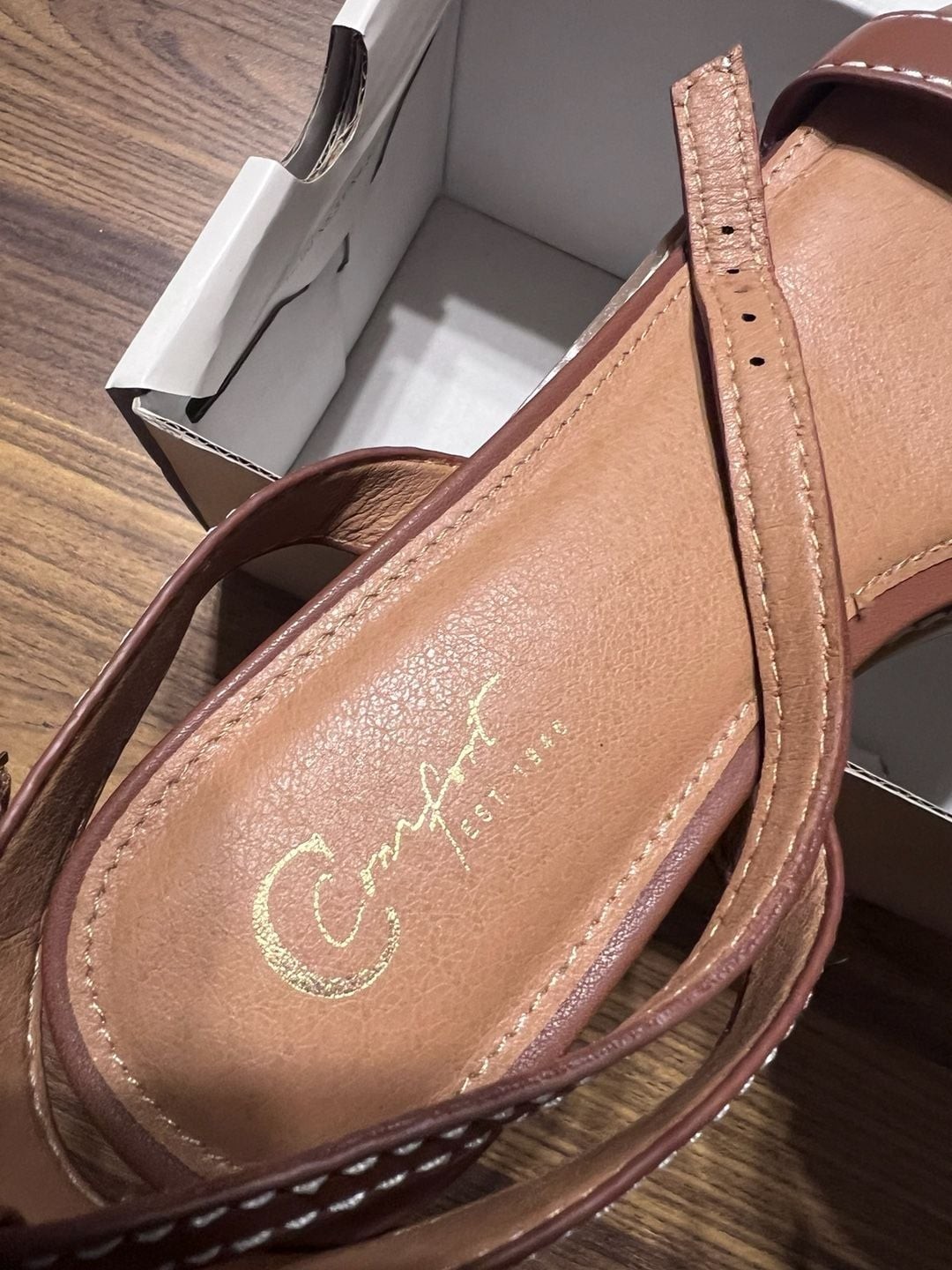 Comfort Est. 1945 Brown Ankle Strap Flat Sandals