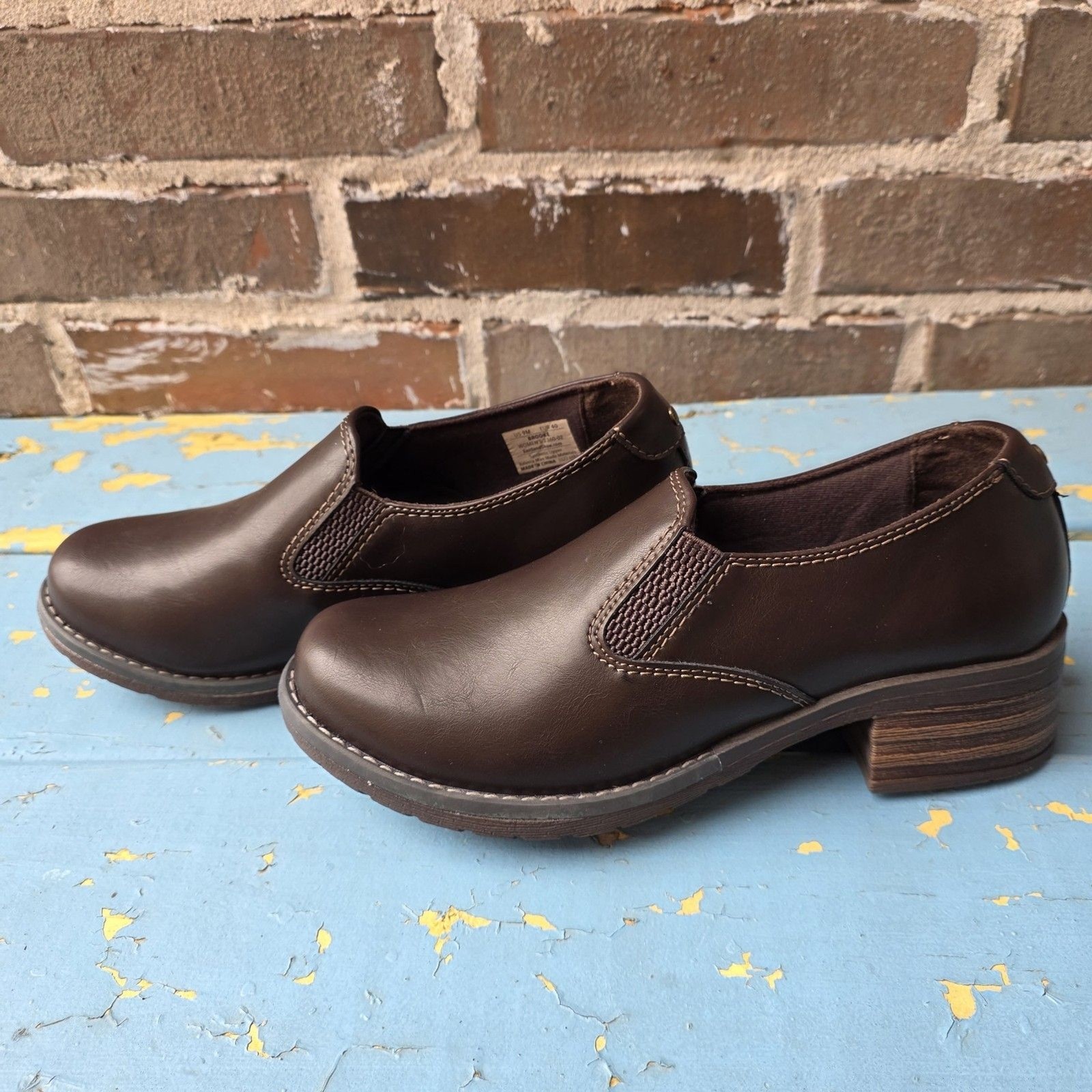 Eastland Brooke Womens Slip On Clogs Brown Comfort Workwear Casual Shoes Size 9