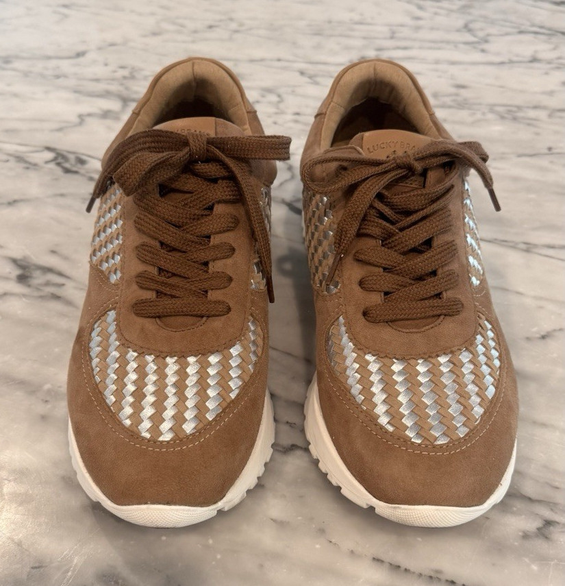 Lucky Brand Deva Women’s Brown Woven Suede Low Top Lace-Up Sneakers US 10