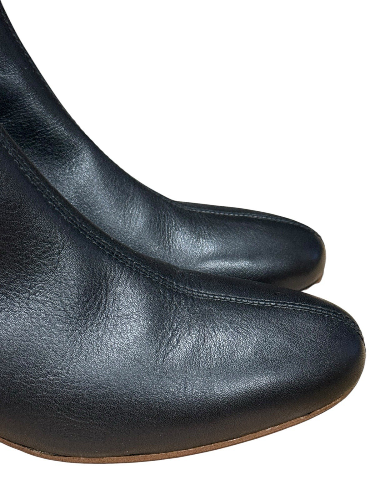 Madewell The Rena Black Leather Ankle Booties Size 7.5 Square Toe Low Block Heel