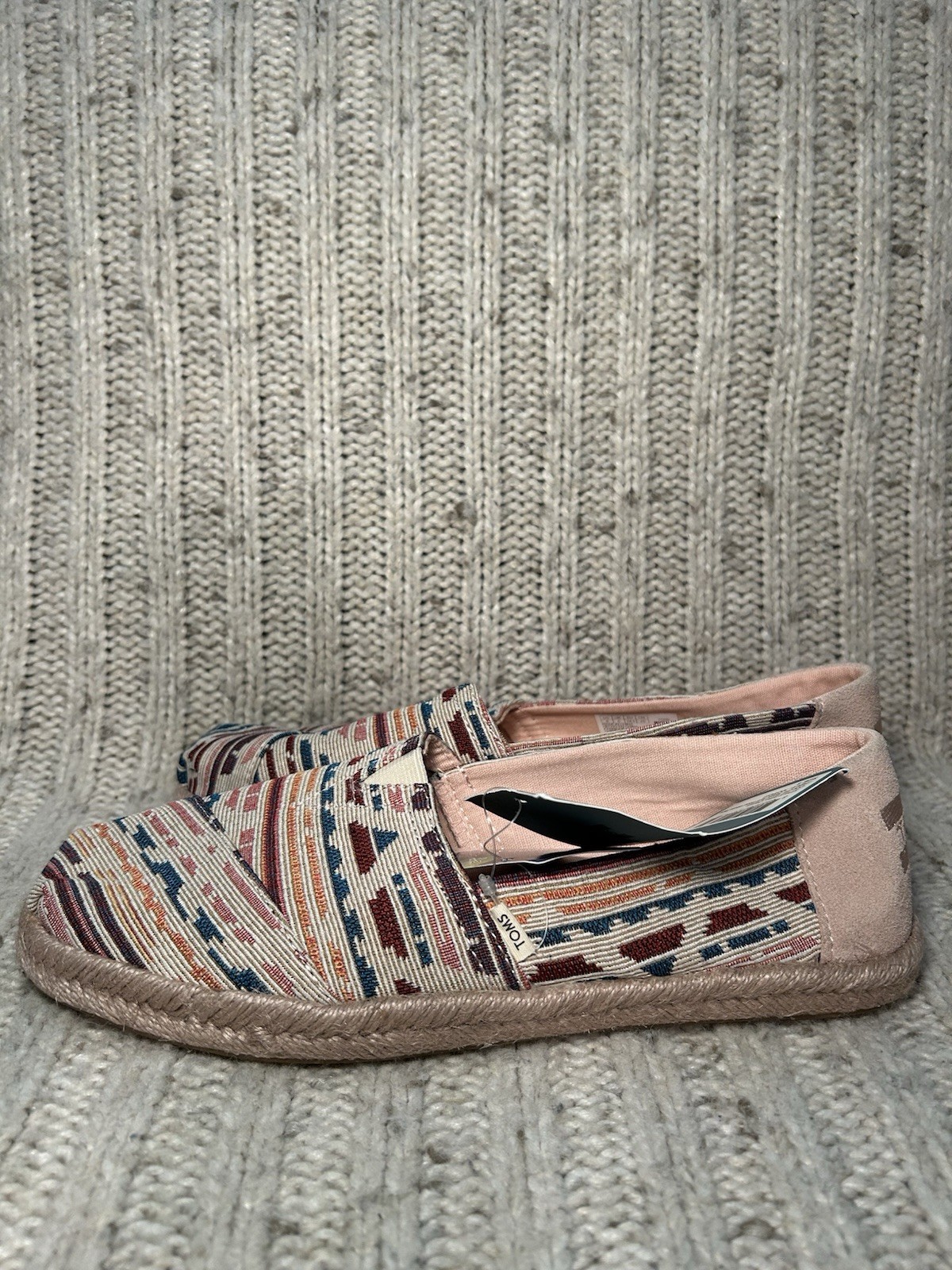 TOMS Women’s Alpargata Rope Slip On Shoes Natural Multi Global Woven Size 8 RARE