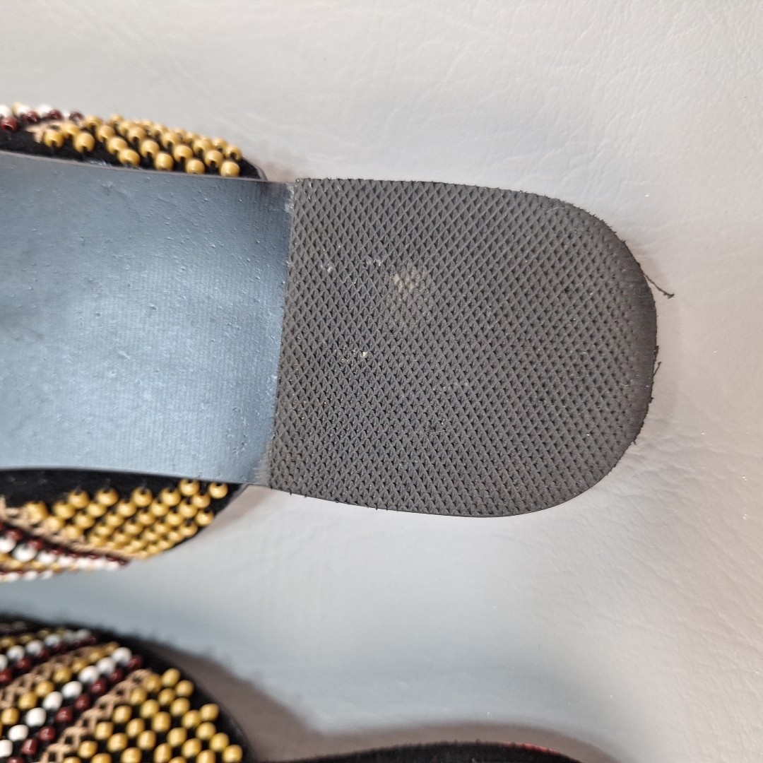 Zarah Juan Mules Slides Flats Shoes Beaded Geometric Philippines Sz 7 Wide 8 Reg