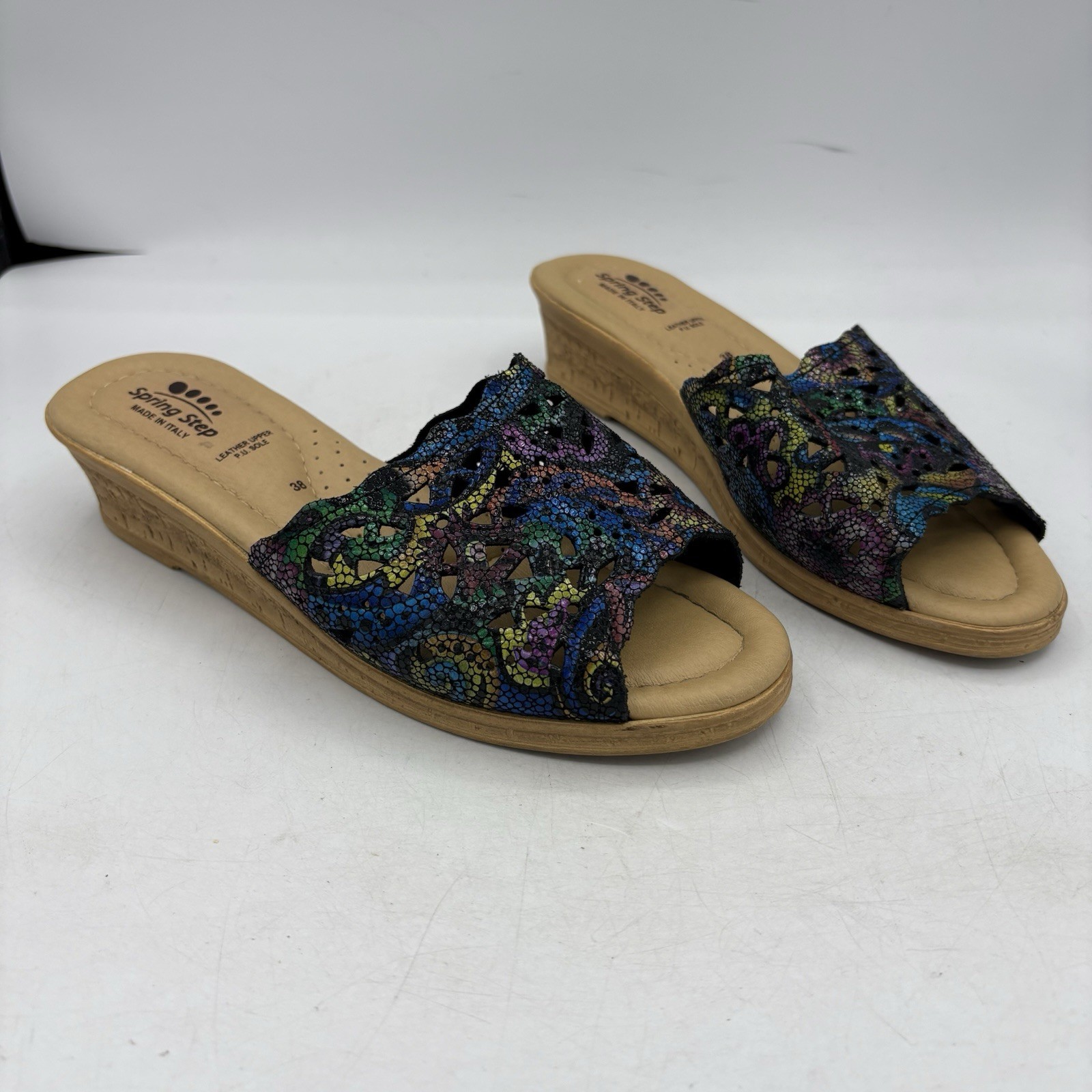 Spring Step Sandals Womens Size 7 EU 38 Estella Leather Slide Multicolor