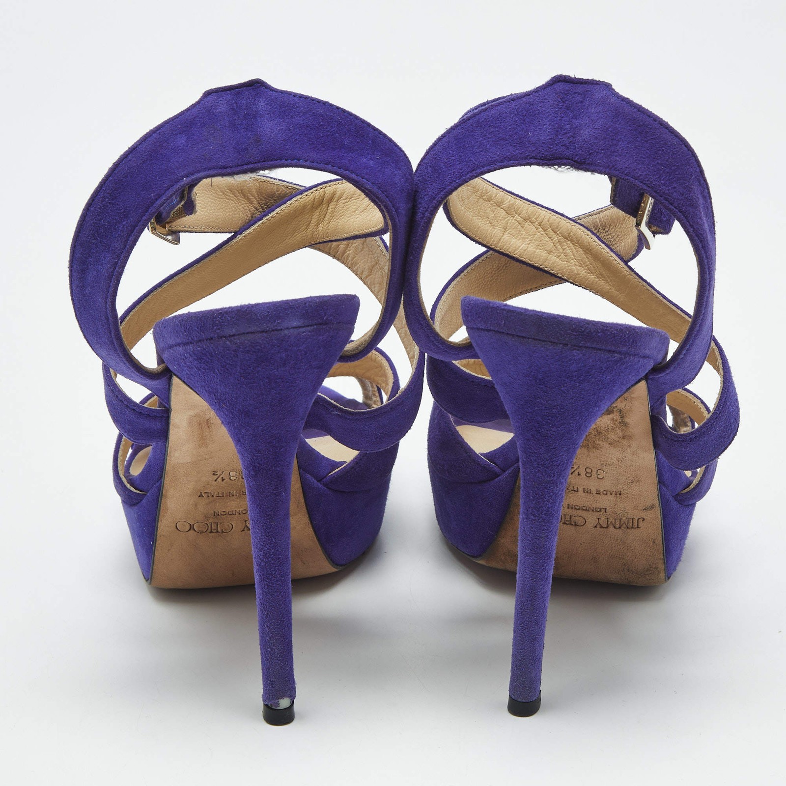 Jimmy Choo Purple Suede Maitai Platform Sandals Size 38.5