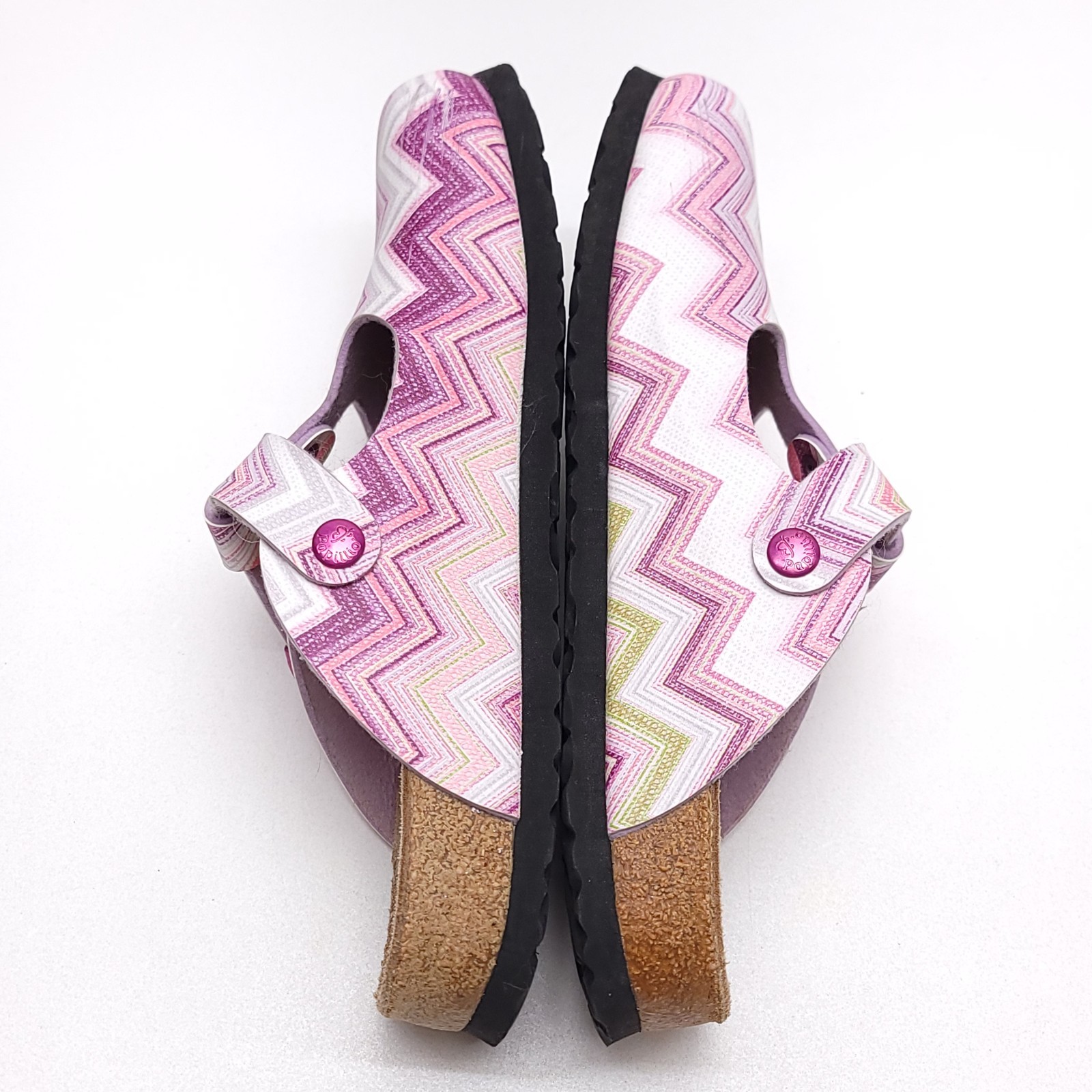 Papillio Birkenstock Boston Clogs Pink Purple Chevron Womens Size 7 EU 38