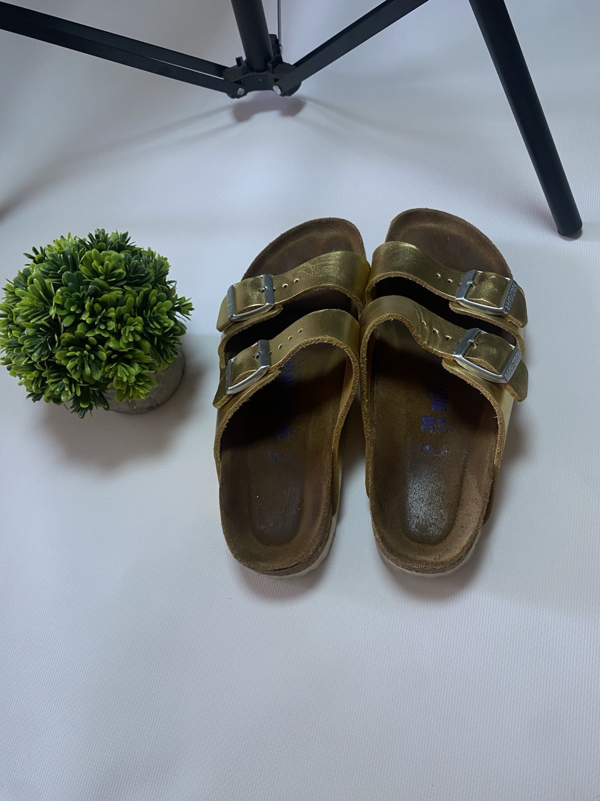 Birkenstock Arizona Gold Metallic Leather Sandals EU 36 Made Germany
