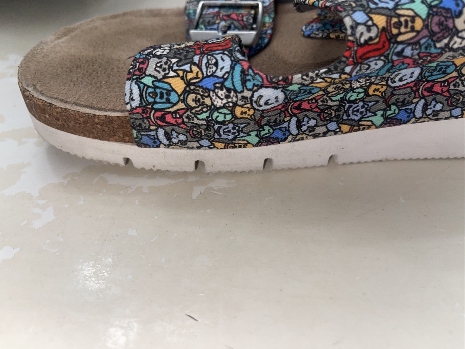 Bobs from Skechers Platform Bohemian Dog Print Double Buckle Sandals Sz 8 Mm15