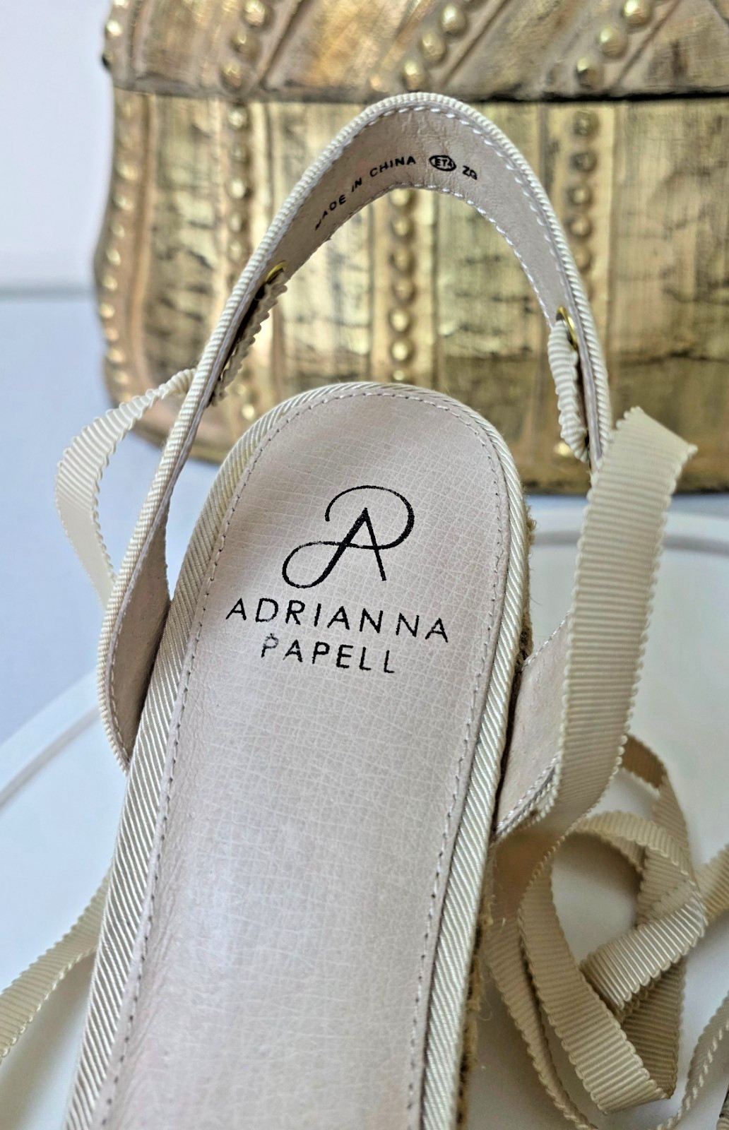 ADRIANNA PAPELL «Penny» Ivory Lace Espadrilles Wedge Natural Barcelona Mesh Sz 9