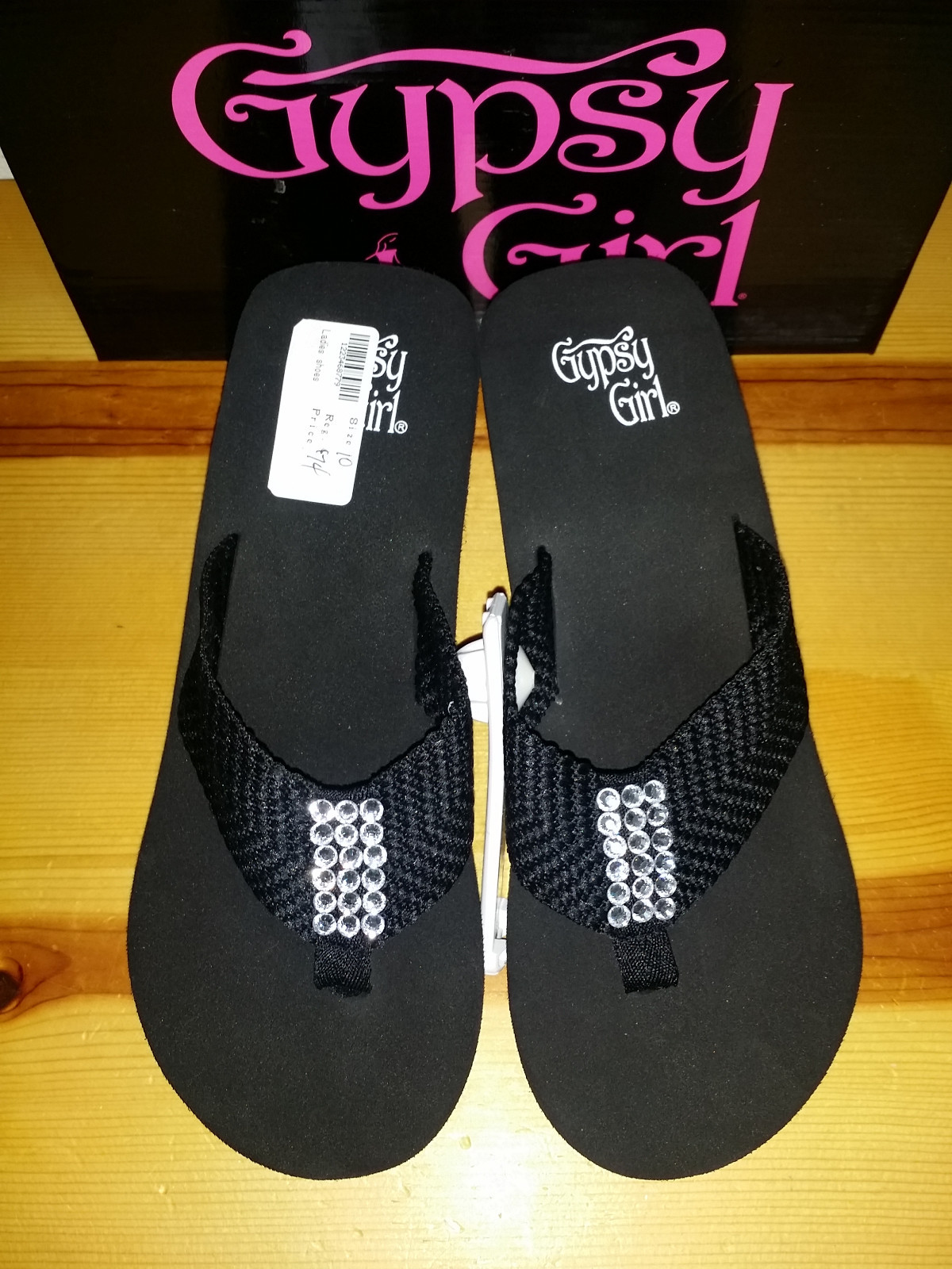 $74 WOMENS 10M CORKYS GYPSY GIRL GLISTEN WEDGE HEEL RHINESTONE SANDAL BLACK