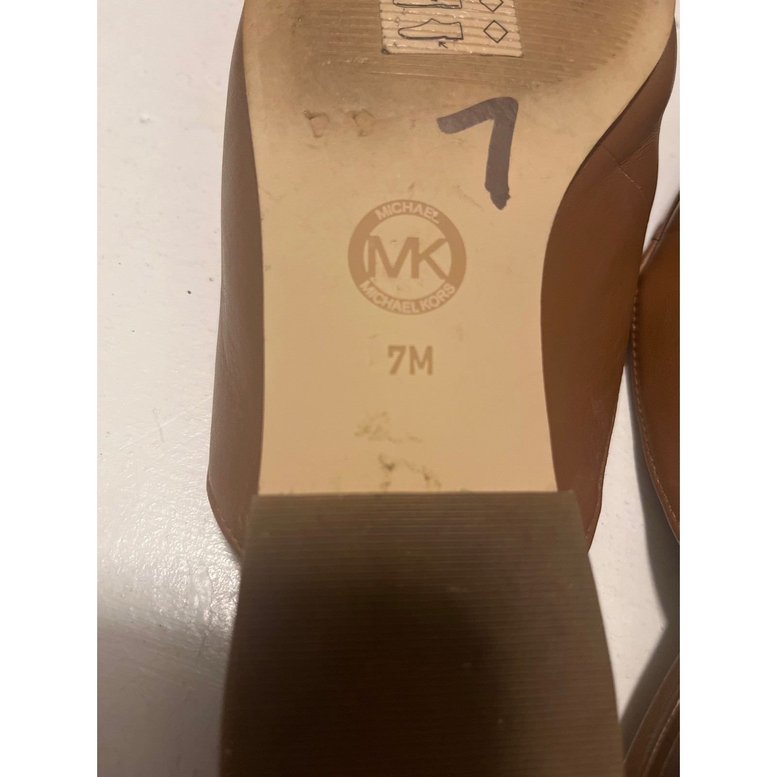 Michael Kors Women Brown Leather Logo Hardware Mule Loafer Flats Size 7M