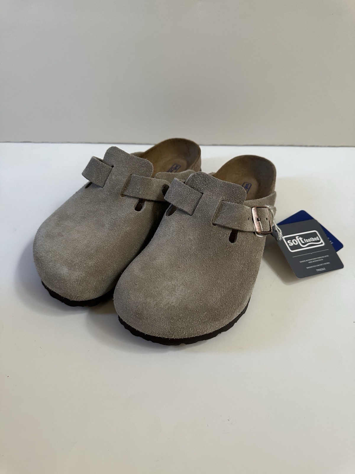 Birkenstock Boston Soft Footbed Suede Leather Taupe Size 37