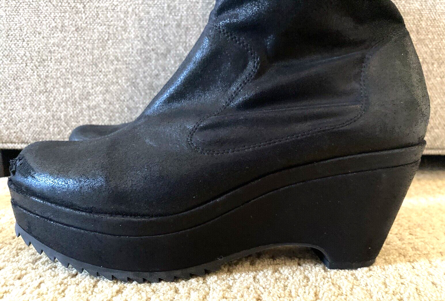 PEDRO GARCIA Urbana Stretch Sock Leather Platform Wedge Bootie 9.5 Ankle Boot