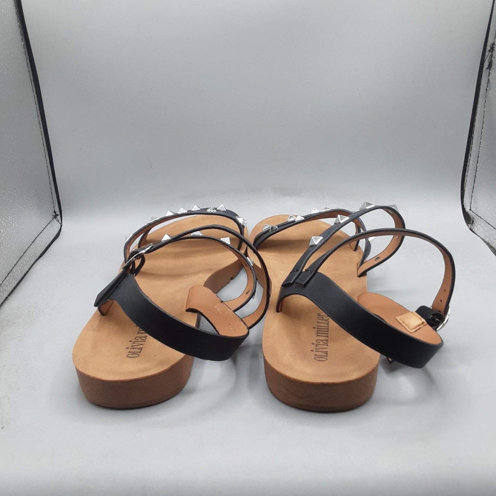 Olivia Miller Women’s Sandals London 9M Black Strappy Studded A112