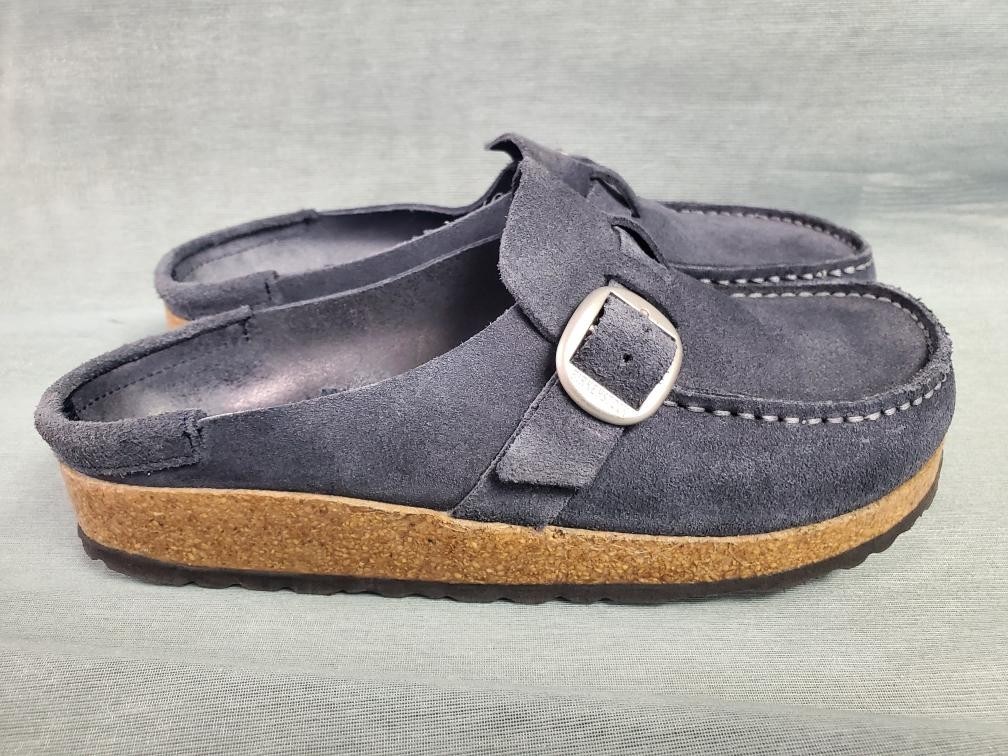 Birkenstock Buckley Suede Moccasin Clogs Bluish Greyish Mules EU 37 US 6-6.5