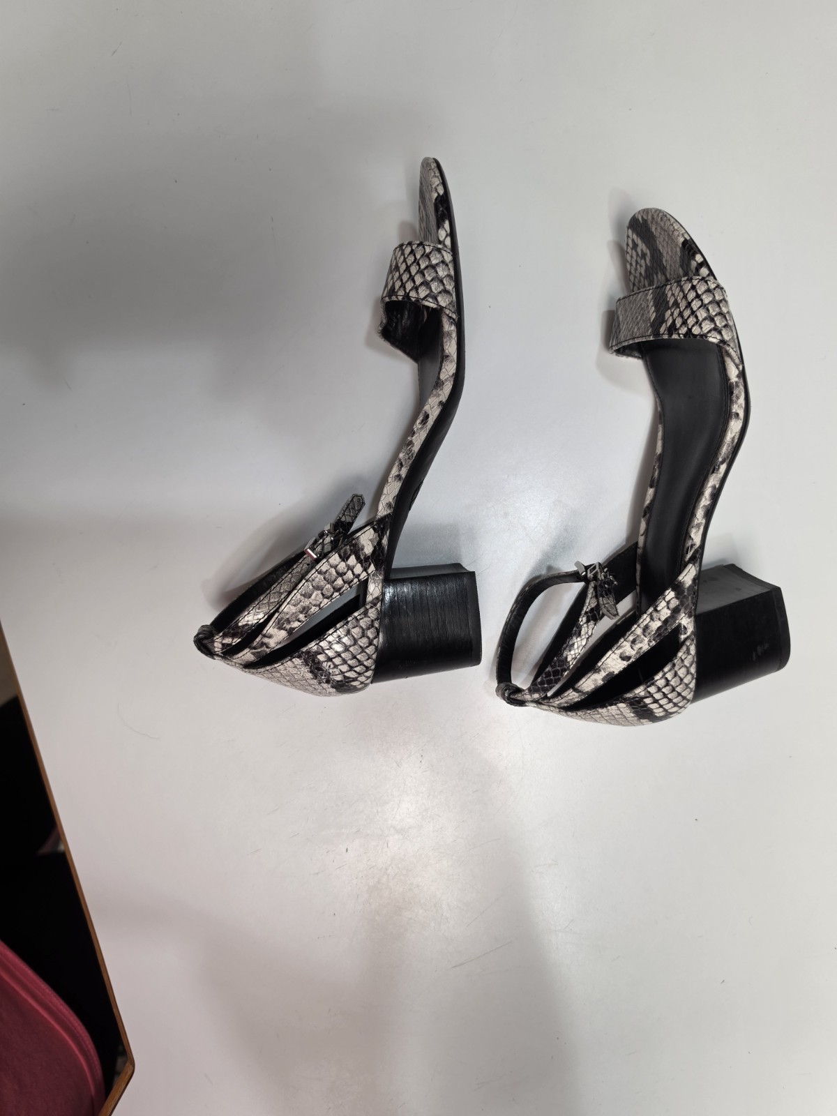 Michael Kors Lilah Block-Heel Snakeskin Leather Sandal Size 9