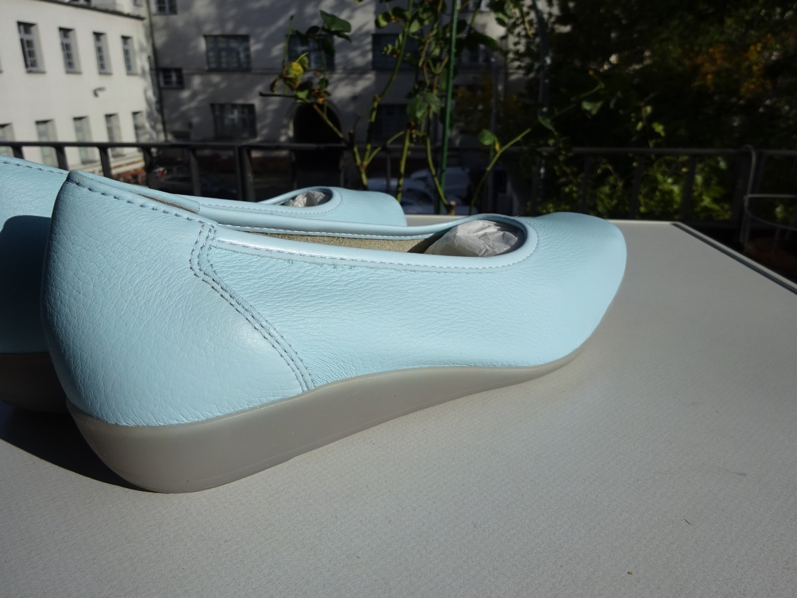Vitaform women’s ballet flats leather deerskin rubber edge light blue Germany size 38 H New