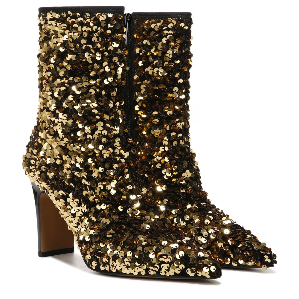 Franco Sarto Avana 2 Boots Women’s US 6 Gold Pointed Toe Dress Bootie JOBB790