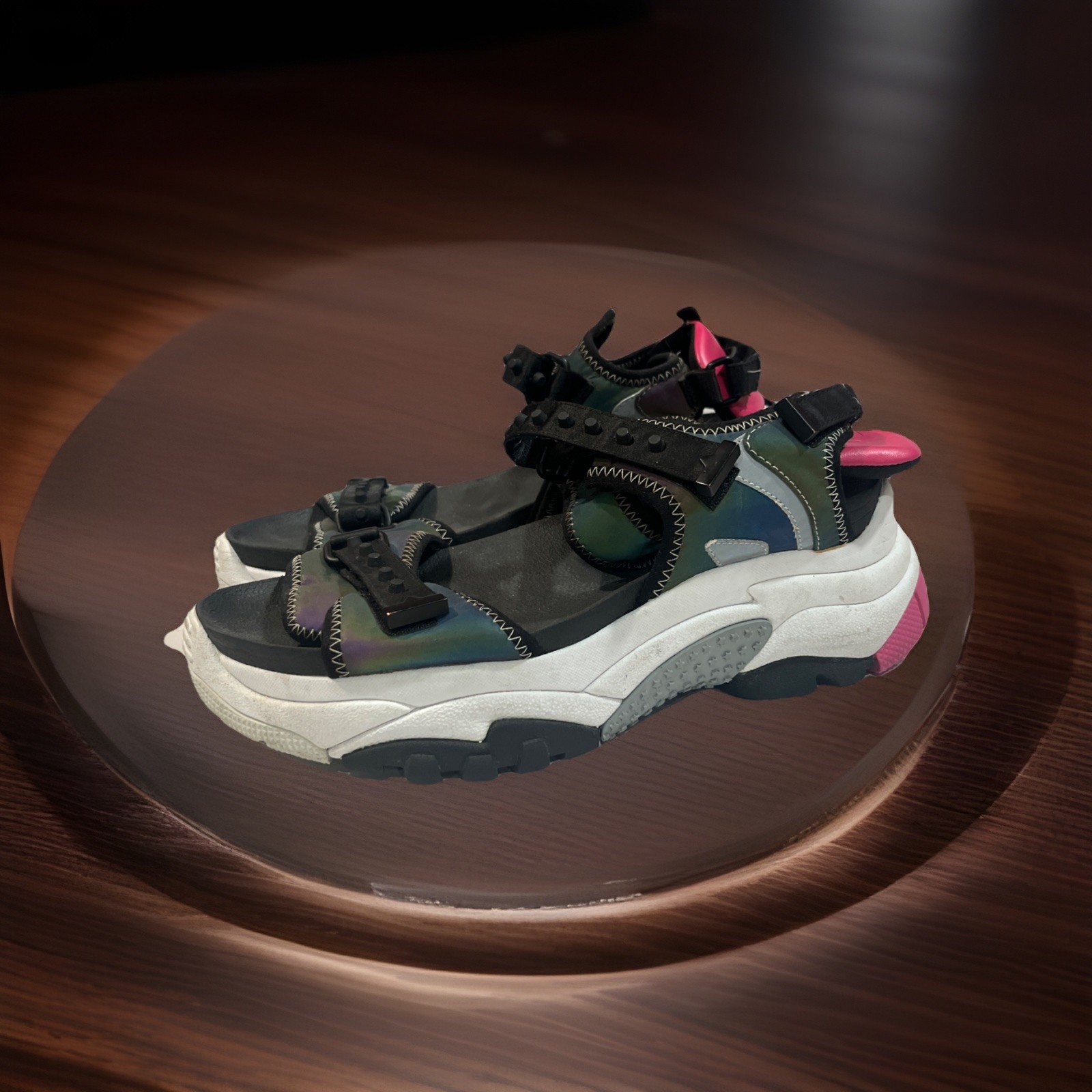 Ash Adapt Sandal Black Rainbow Platform Thick Soles Woman US Size 9 UK 40
