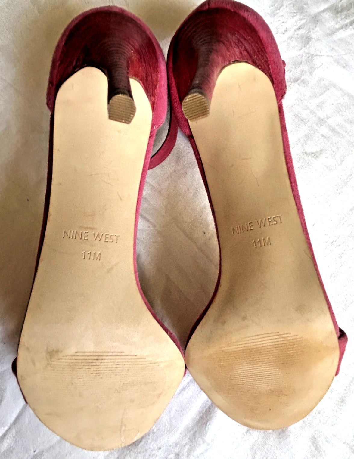 NINE WEST Fuchsia Pink Leather Strapped Heels Sandal Stiletto Heel Womens 11M