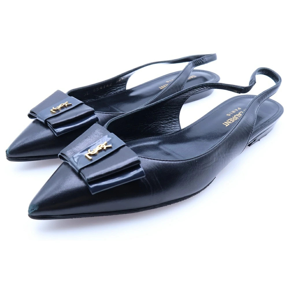 Saint Laurent Paris Size 36 1 2 Ysl Anais Slingback Flat Pumps Black Ladie GcM04