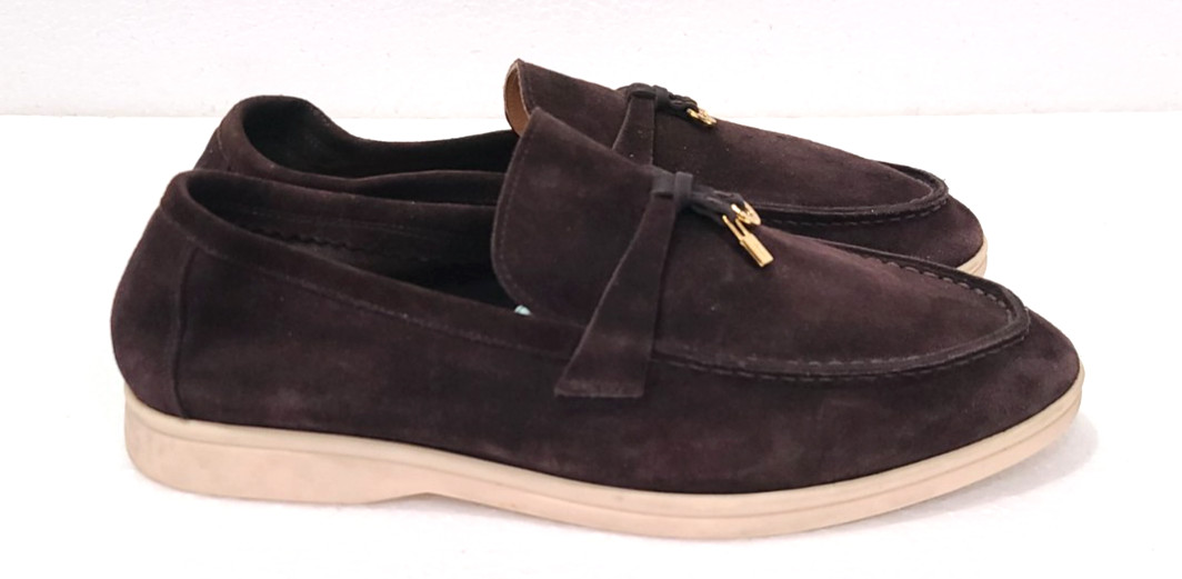 Loro Piana Dark Brown Suede Summer Charms Walk Loafers Size EU 40 US 9.5