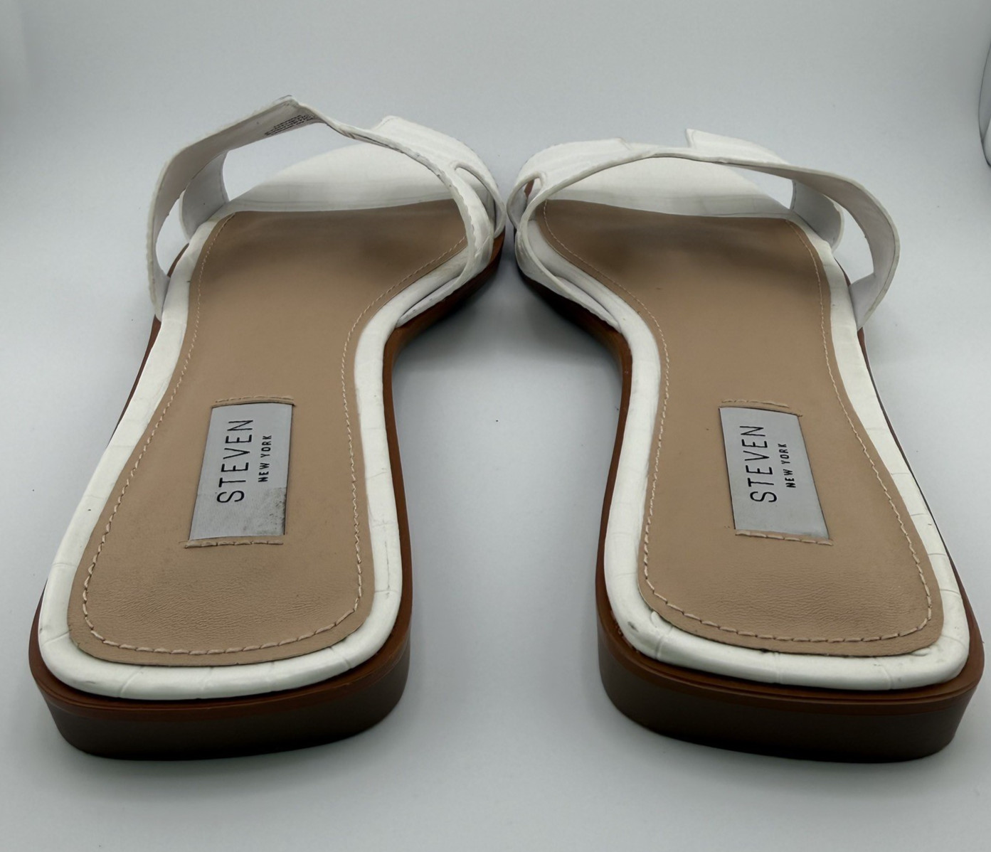 Steven New York Hadyn Hanna Flat Slide Sandals White Womens Size 9